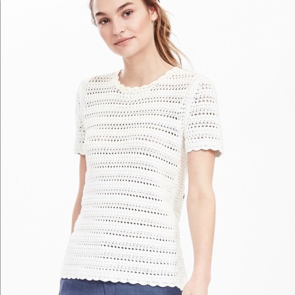 Banana Republic White Crochet Sweater Top NWT
